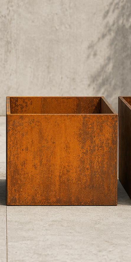 Cortenstål med tydelig varm orange patina